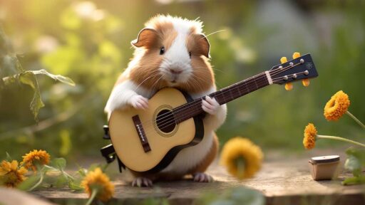 Guinea Pig plays the guitar for April Fools Day