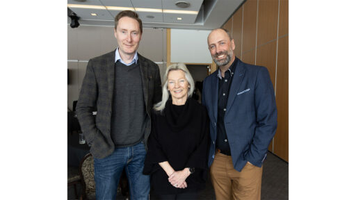 From left to right, Nathan Medd (CEO), Shelley Williams (Board Chair), and Ry Moran