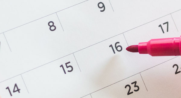 Calendar with pink highlighter